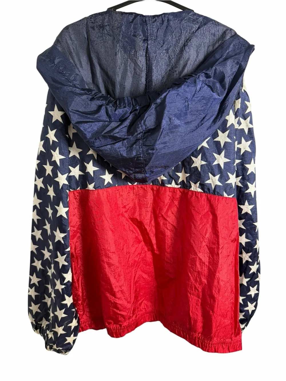 VTG USA Olympic Stars & Stripes Kids Hooded Windbreaker Jacket - Red White Blue
